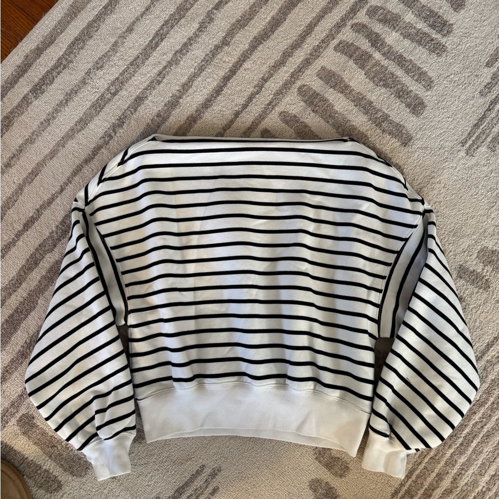 Abercrombie & Fitch Black and White Striped Boatneck Top